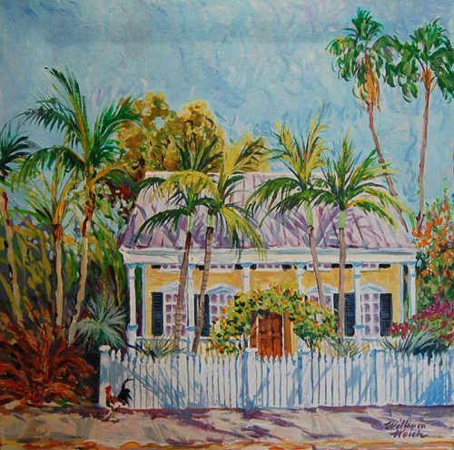 Yellow House and Palms
